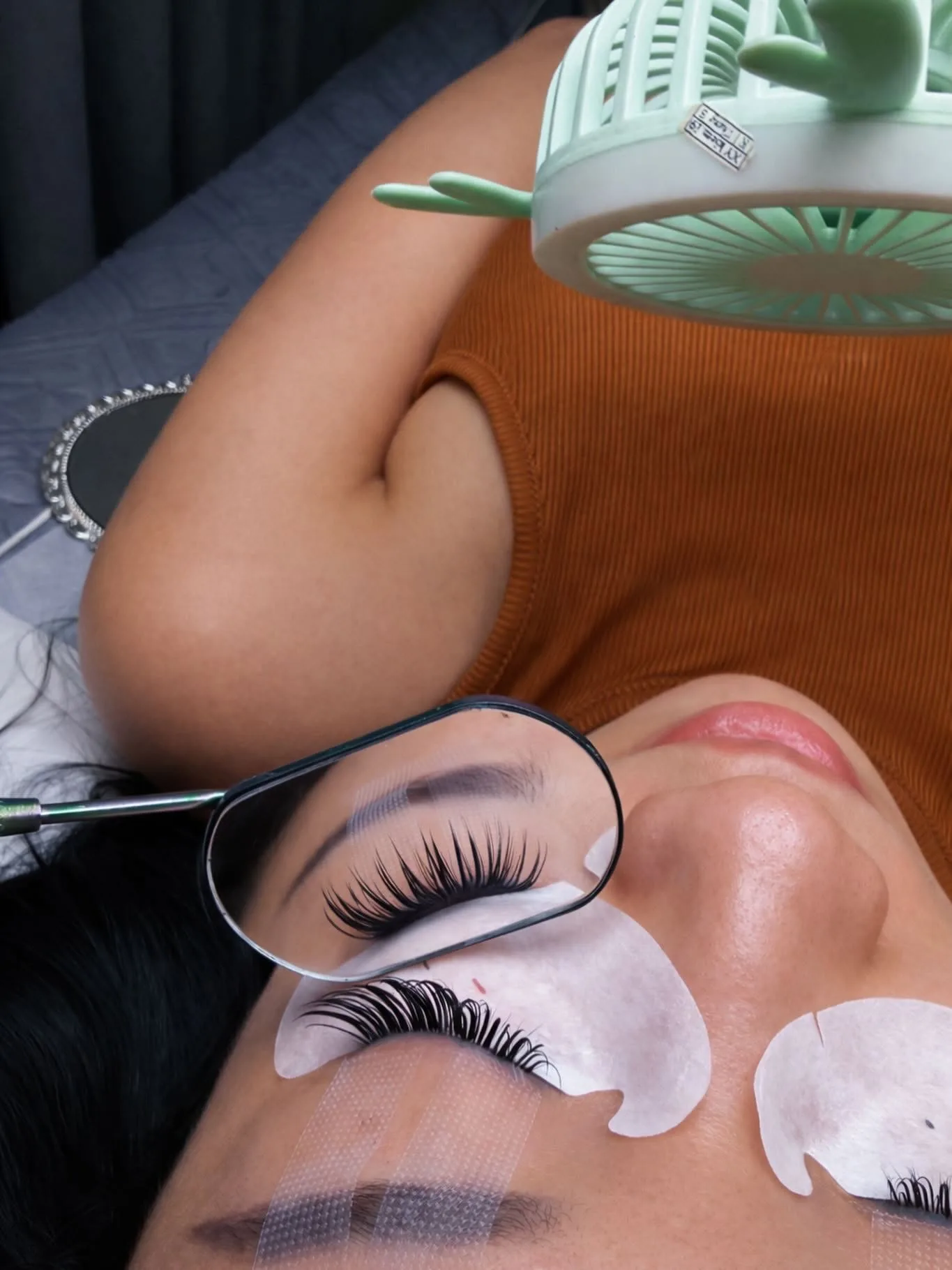 Lash extension application — eye isolated under a tool